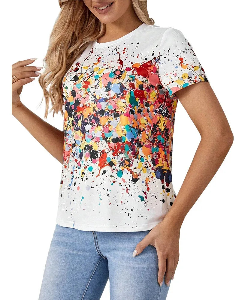 Women's T Shirt Fashion Floral Print Short Sleeve Regular