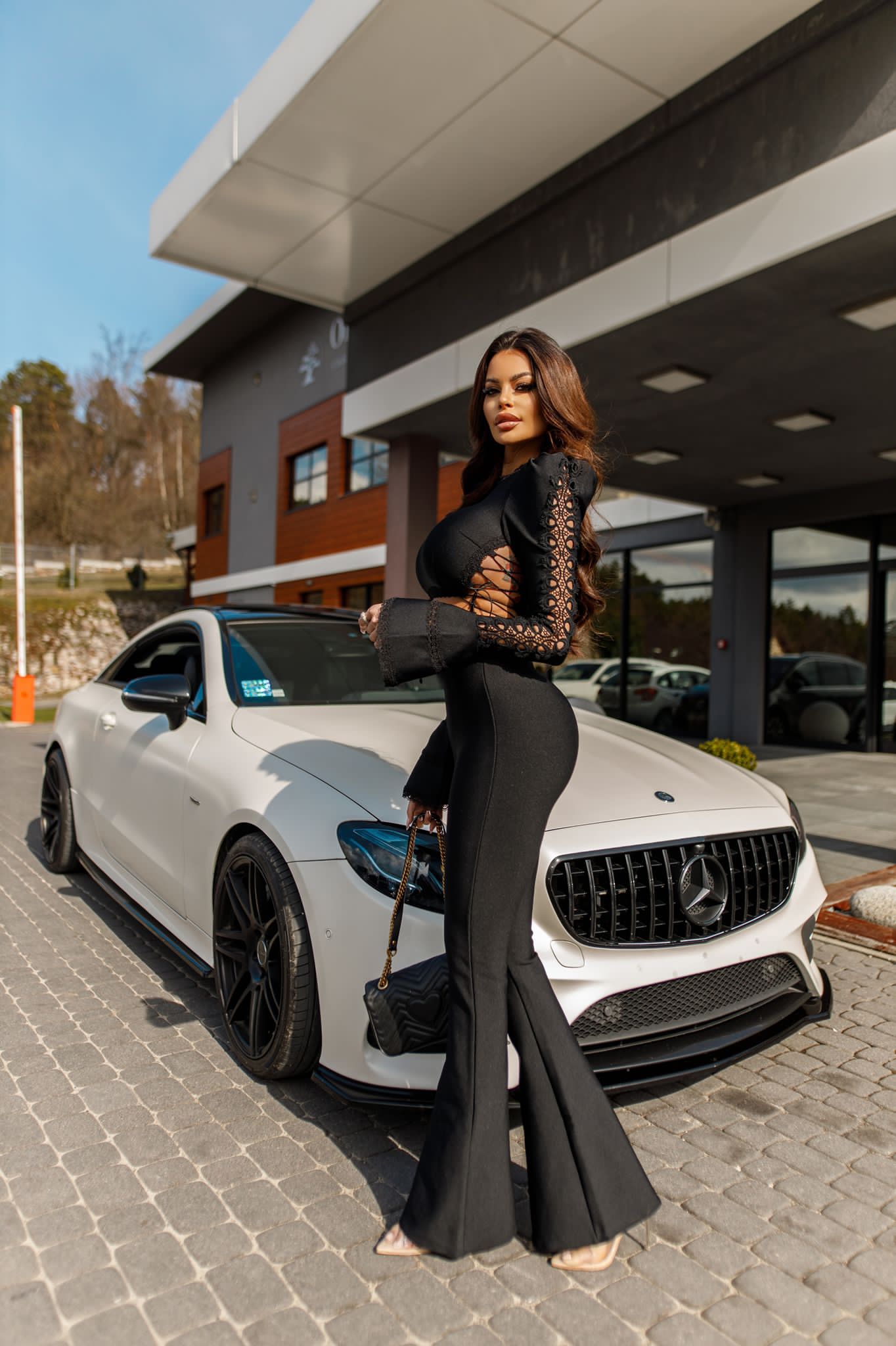 Women Stylish Sexy Long Sleeve Flare Two Pieces Co -Ord Set