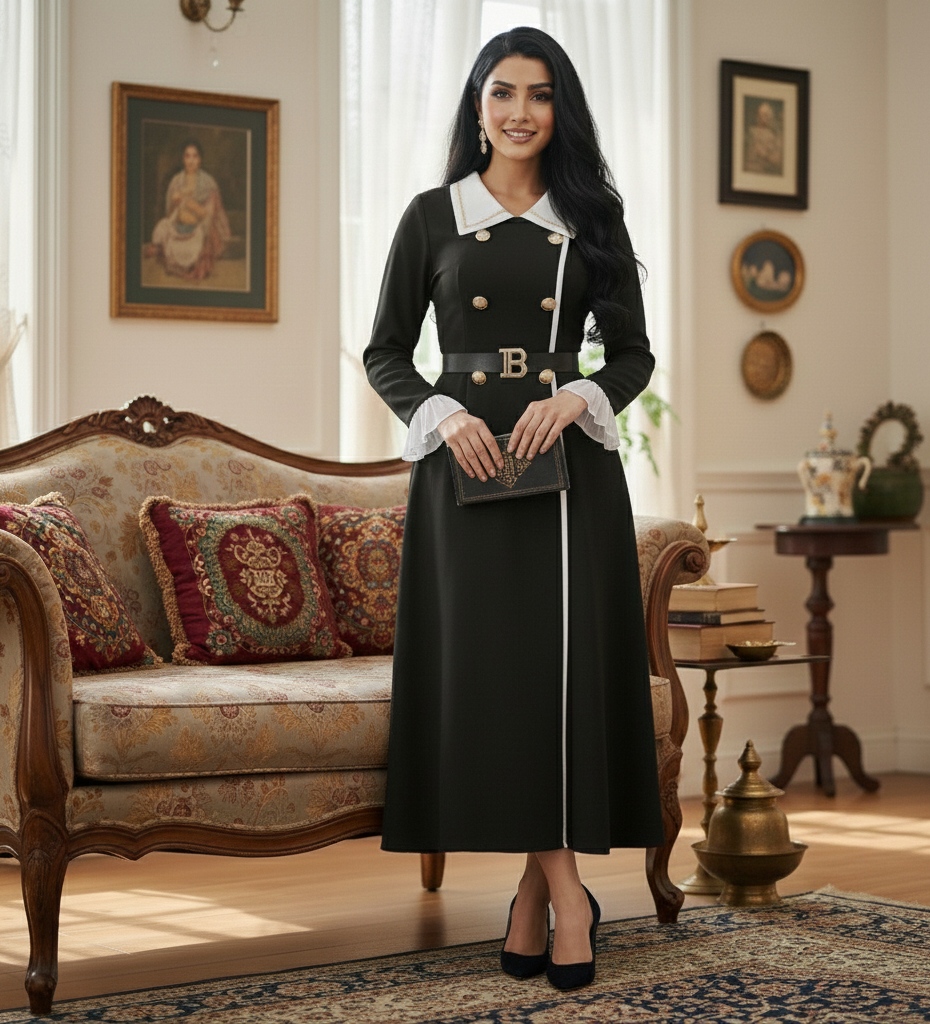 Eden Elegant Long Warm Maxi Dress With Belt