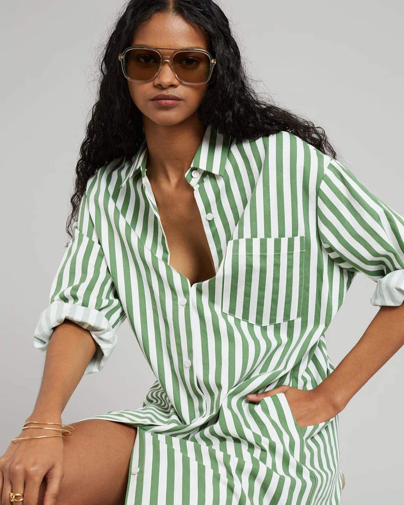 Women's Rayon Blend Long-Sleeve Cala Shirt Dress