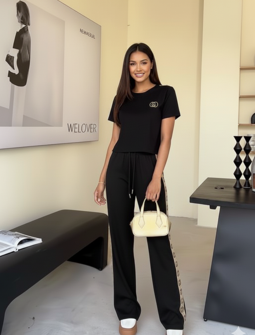 Luxury Women GG Logo Side Stripe Design Cord Set