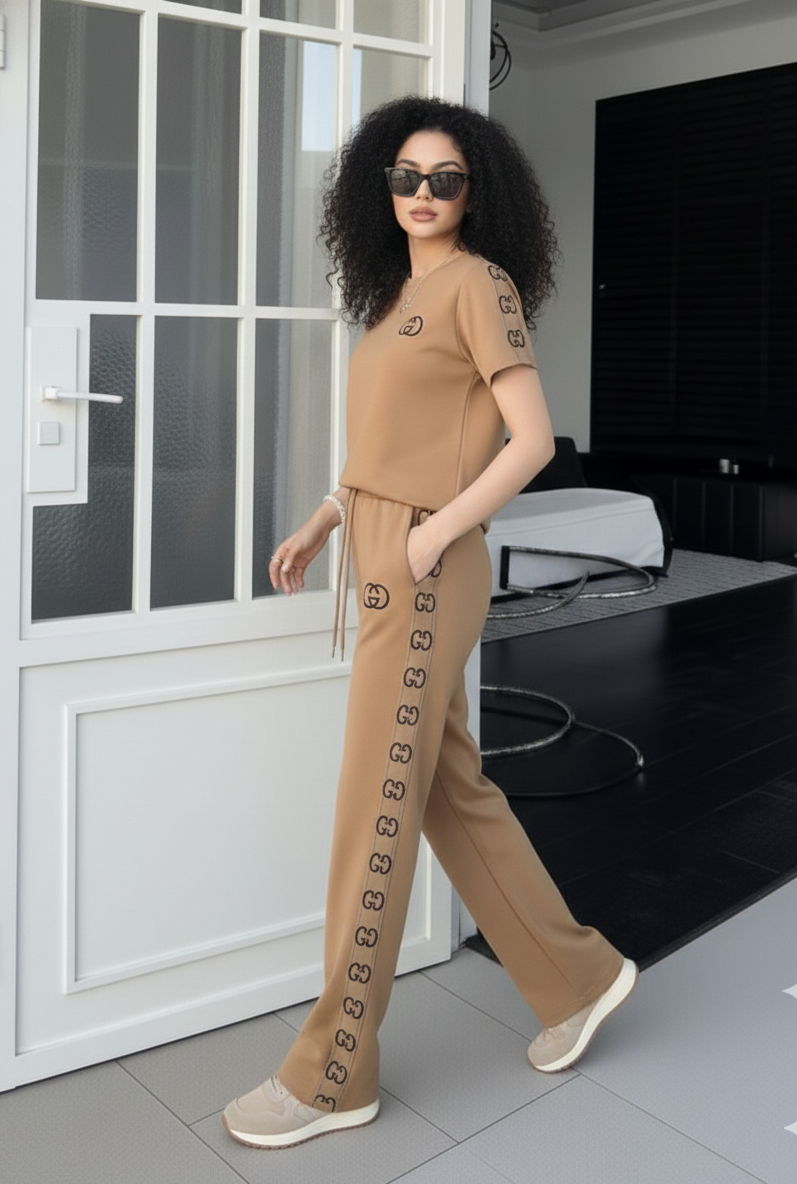 Luxury Women GG Logo Side Stripe Design Cord Set