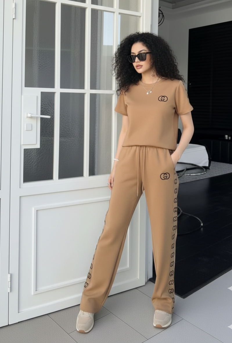 Mariko Luxury Women GG Logo Side Stripe Design Cord Set