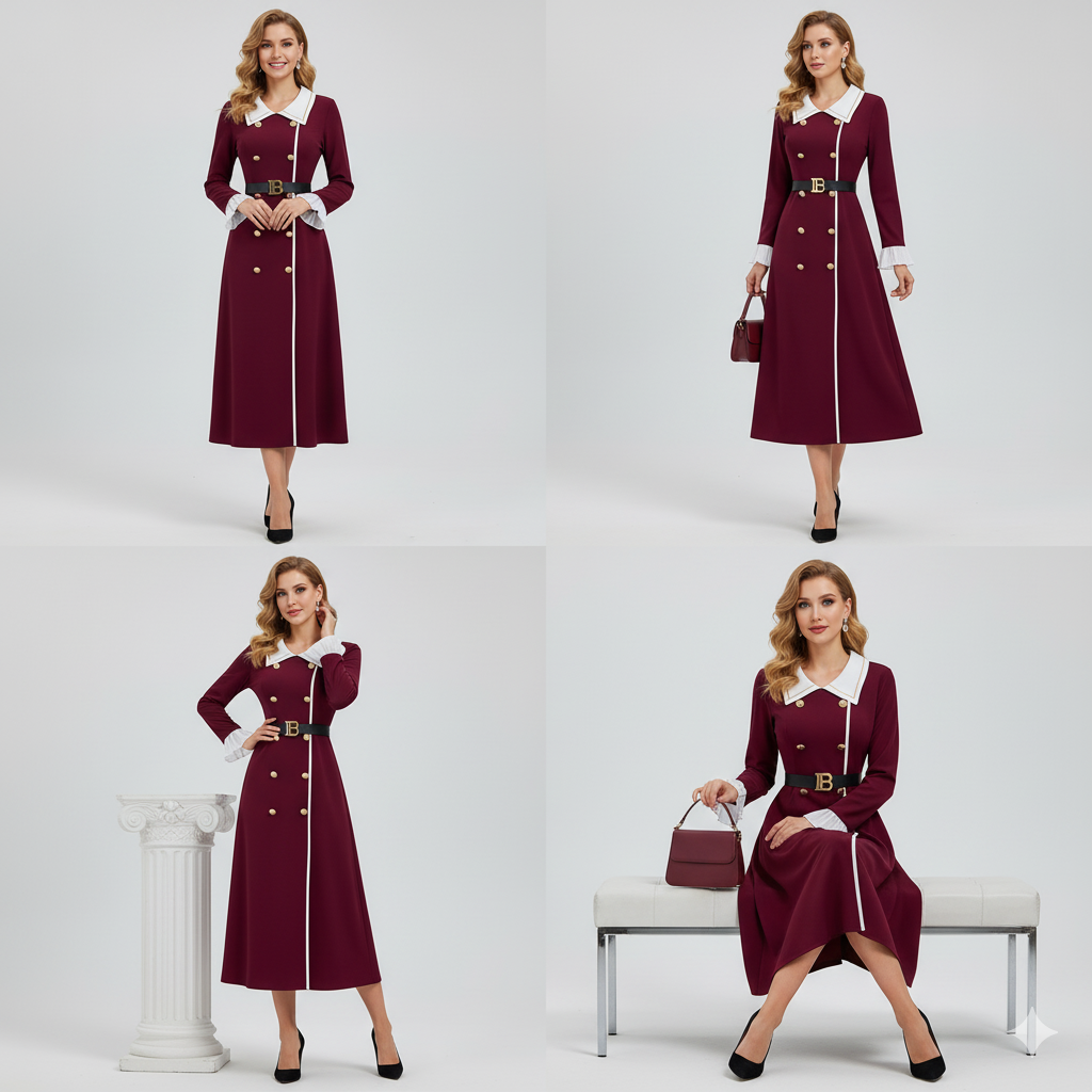 Eden Elegant Long Warm Maxi Dress With Belt