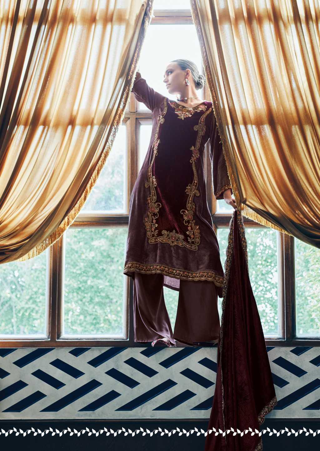 Heavy Embroidered Designer Suit Fabric