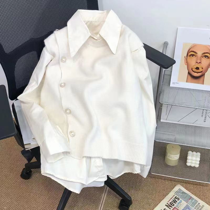 Ruth Women Candy Color Knitted Vest Shirt Set