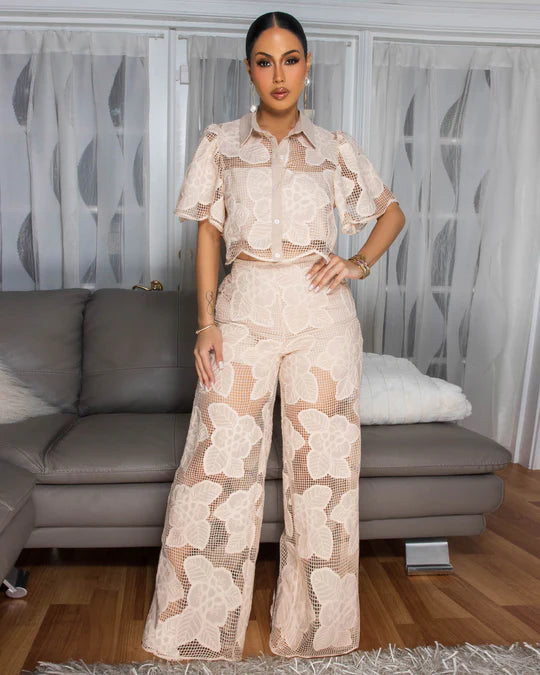 Florentia Nude Crochet Co-Ord Set