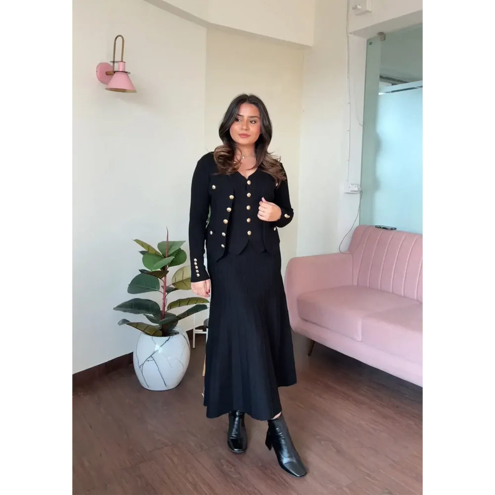 Knitted Vest & skirt Set