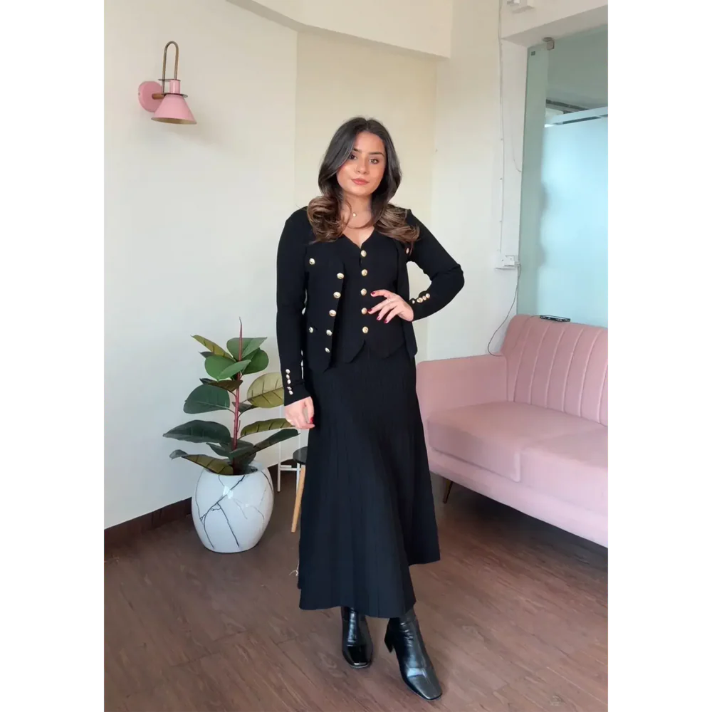 Knitted Vest & skirt Set