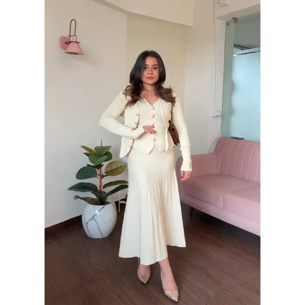 Knitted Vest & skirt Set