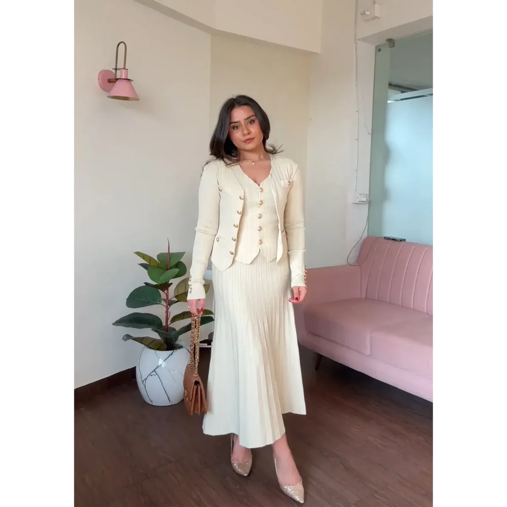 Knitted Vest & skirt Set