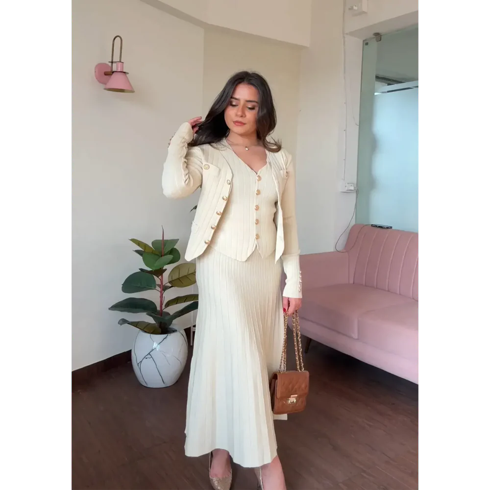 Knitted Vest & skirt Set