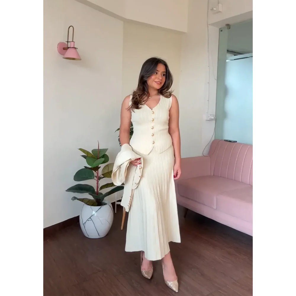 Knitted Vest & skirt Set