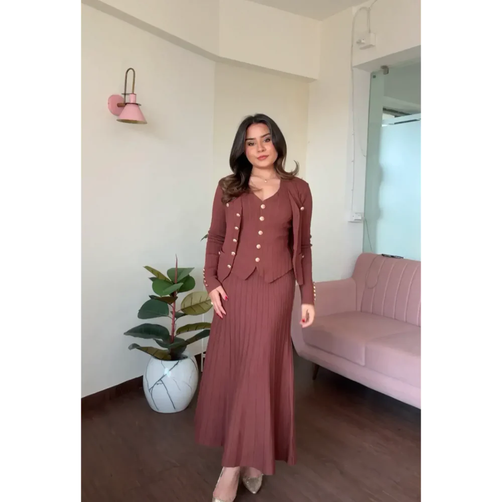 Knitted Vest & skirt Set