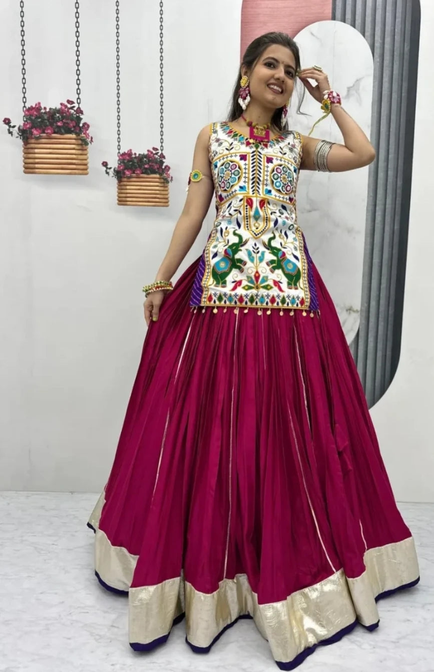 Traditional Heavy Gamathi Work with Real Mirror Work Lehnga Choli