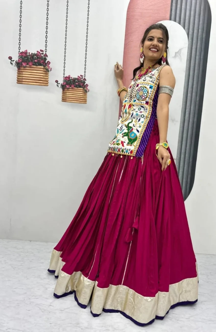 Traditional Heavy Gamathi Work with Real Mirror Work Lehnga Choli
