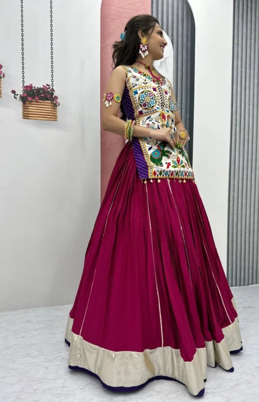 Traditional Heavy Gamathi Work with Real Mirror Work Lehnga Choli
