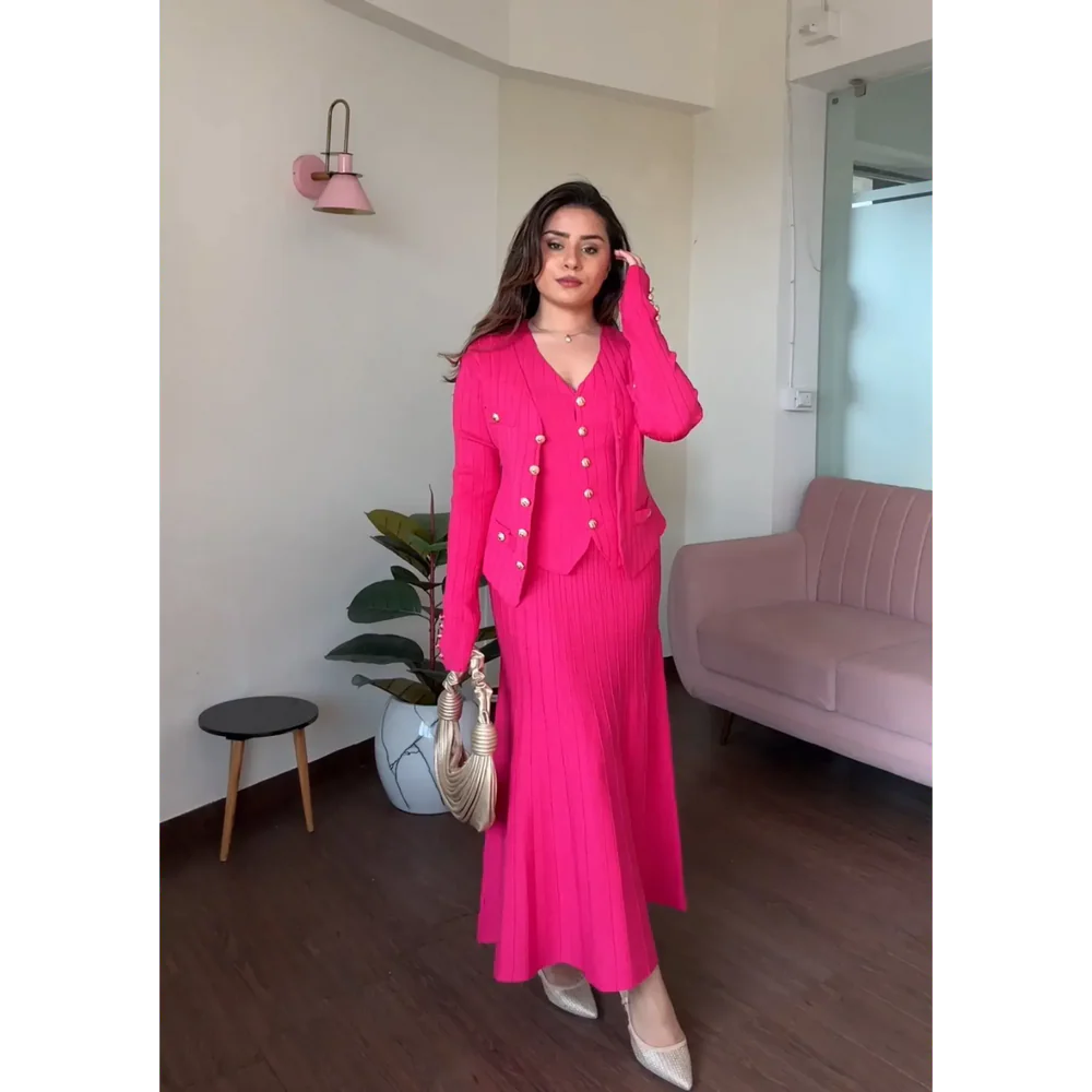 Knitted Vest & skirt Set