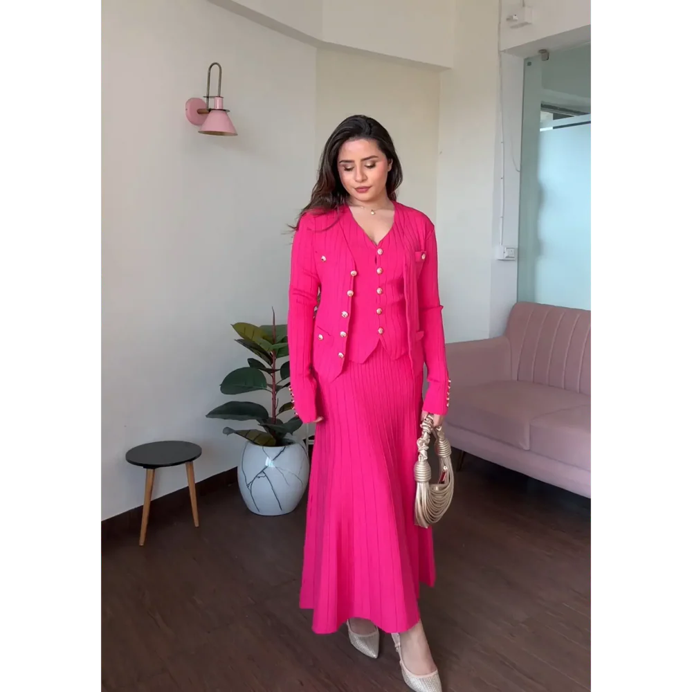 Knitted Vest & skirt Set