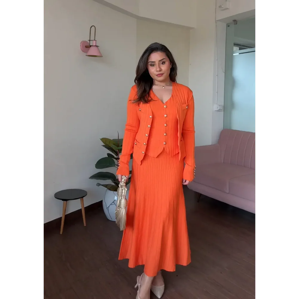 Knitted Vest & skirt Set