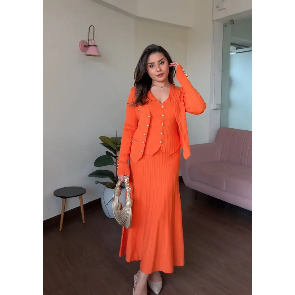 Knitted Vest & skirt Set