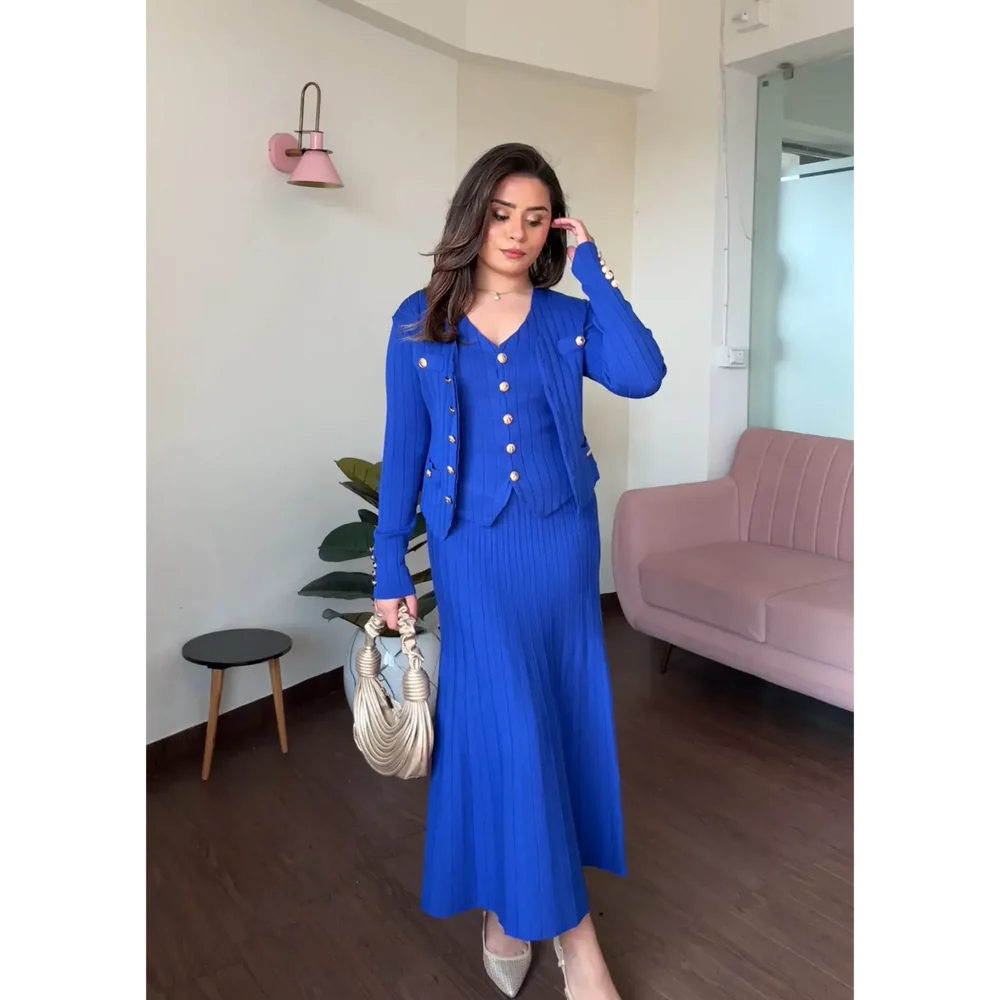 Knitted Vest & skirt Set