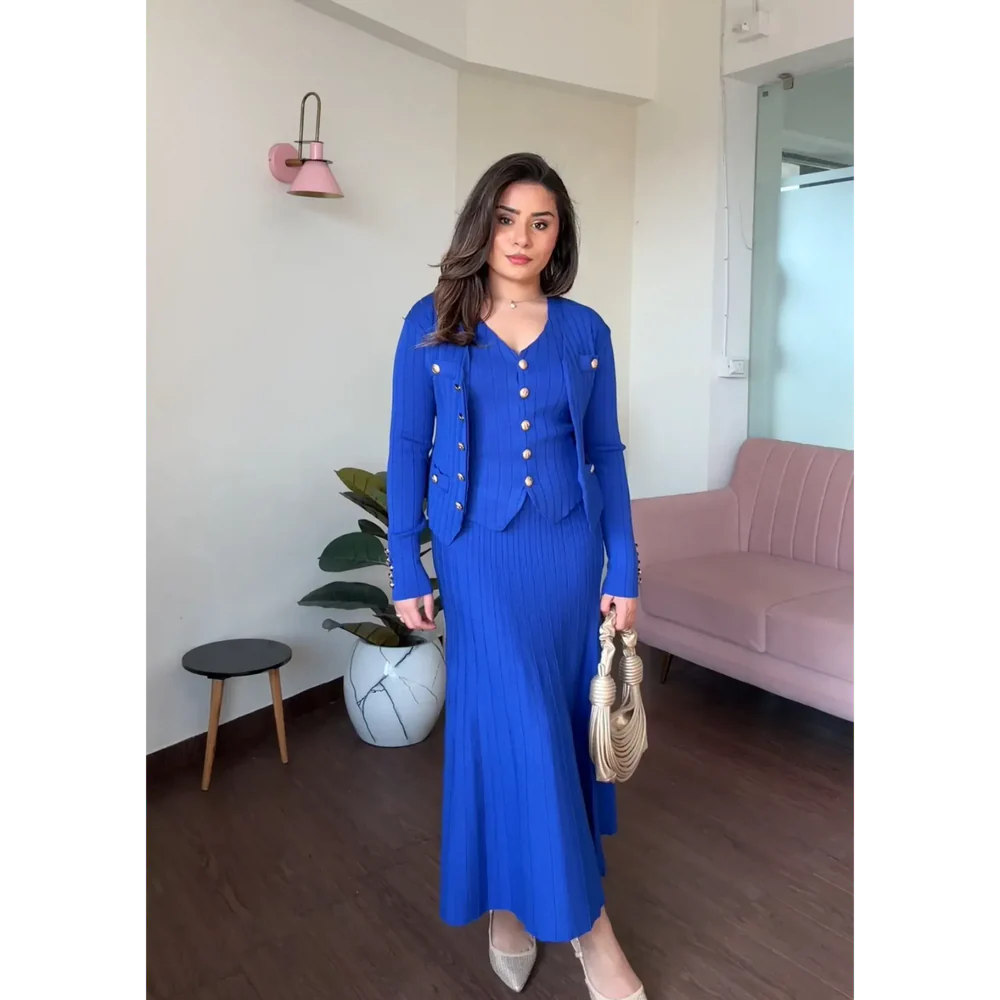 Knitted Vest & skirt Set