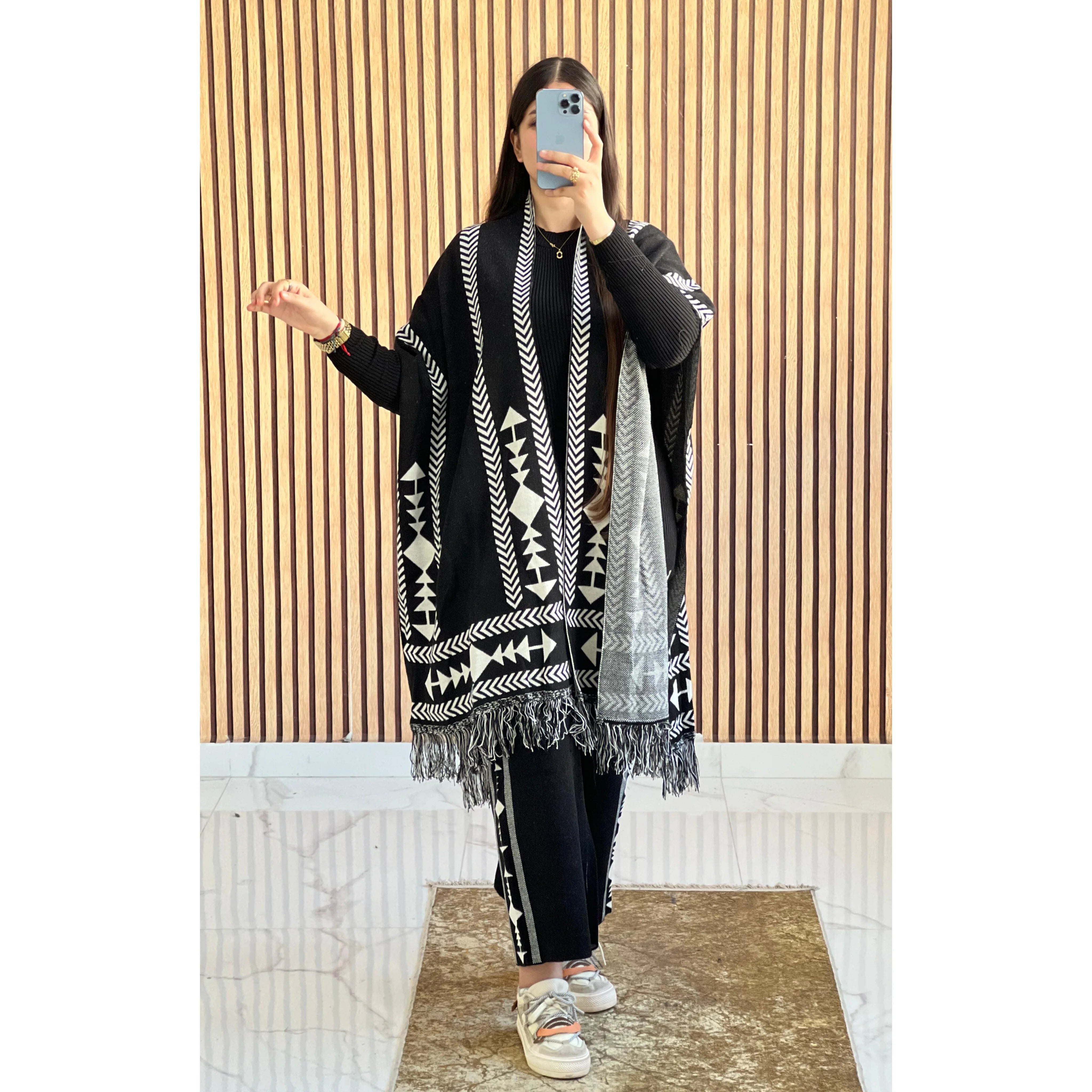 Luma Printed Three Piece Luxury Co-Ord Set With Cape