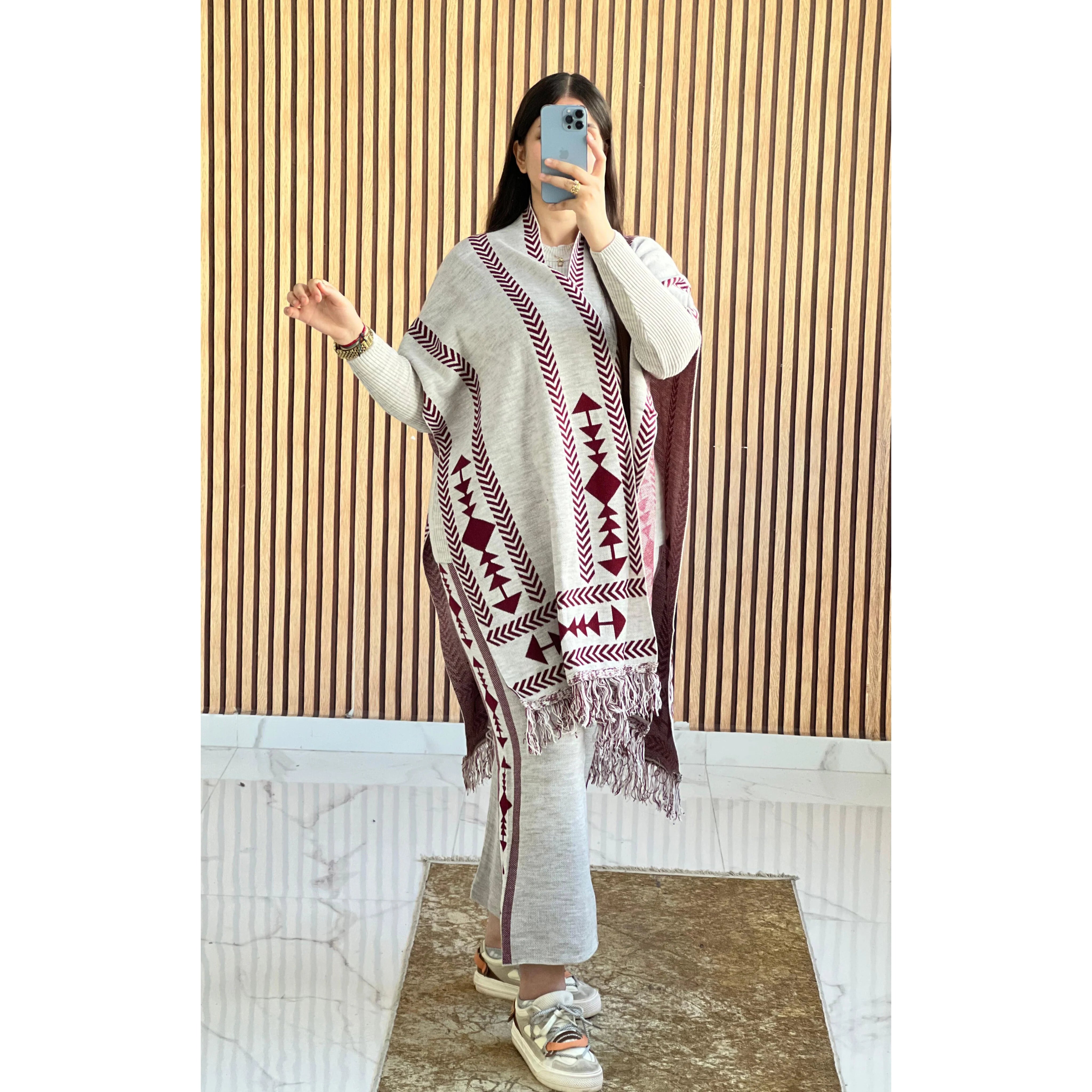 Luma Printed Three Piece Luxury Co-Ord Set With Cape