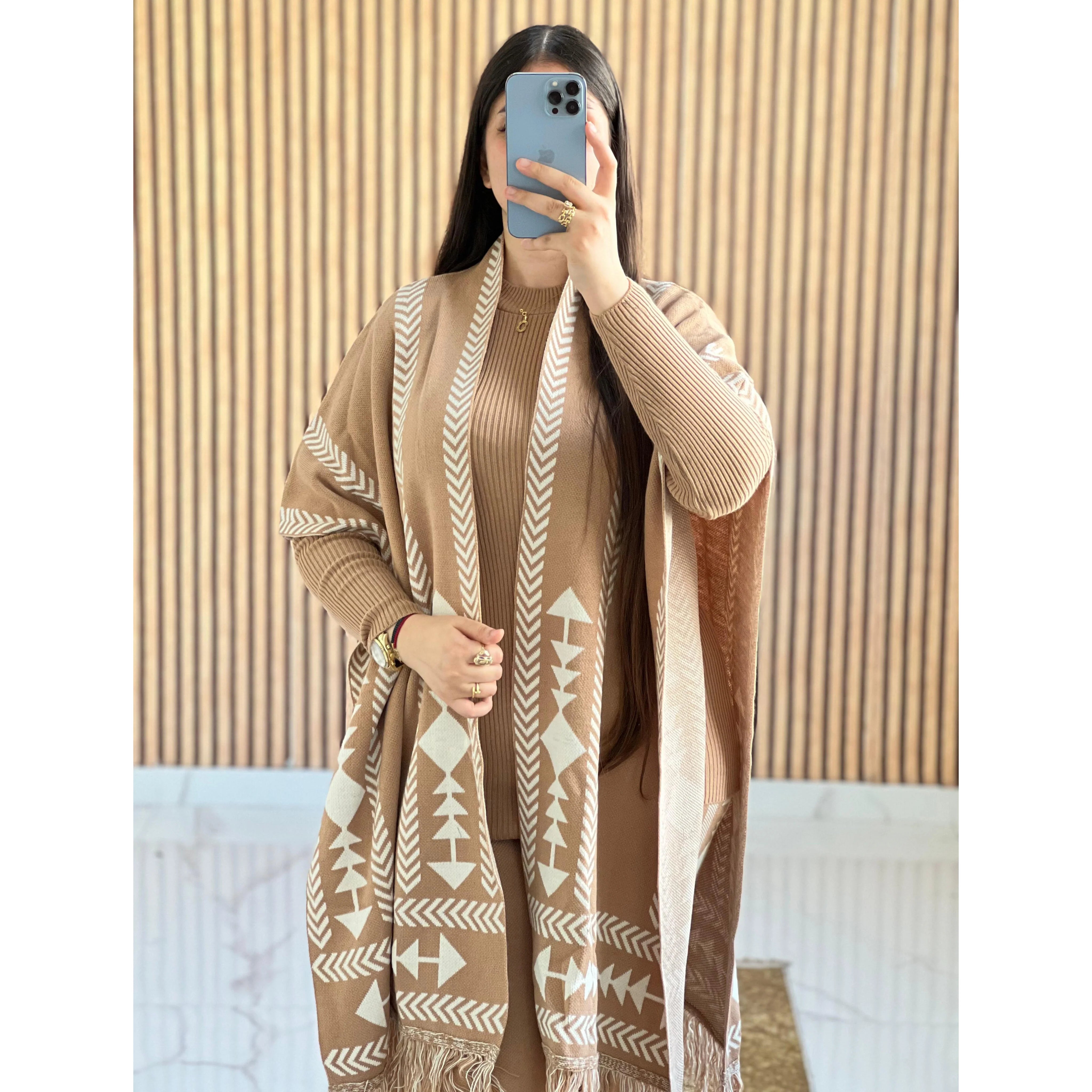 Luma Printed Three Piece Luxury Co-Ord Set With Cape