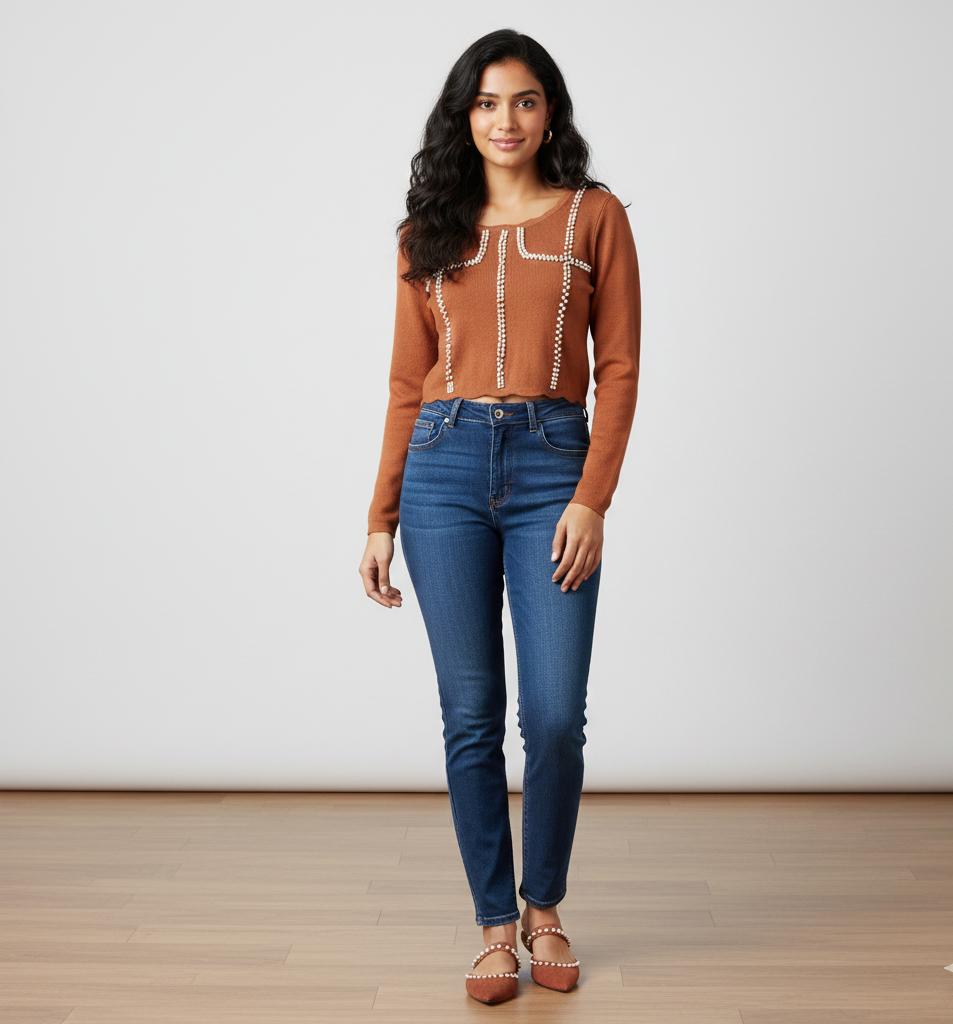 Designer Long Sleeve Sweater Top