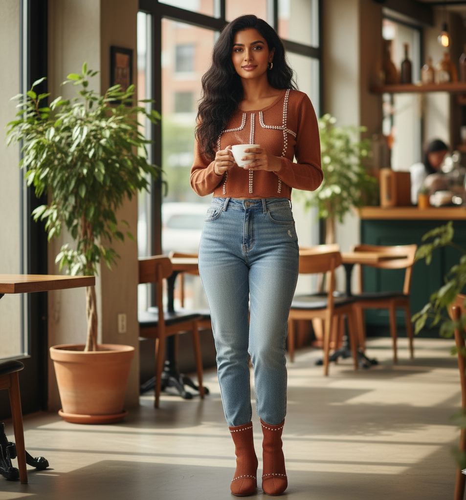 Designer Long Sleeve Sweater Top