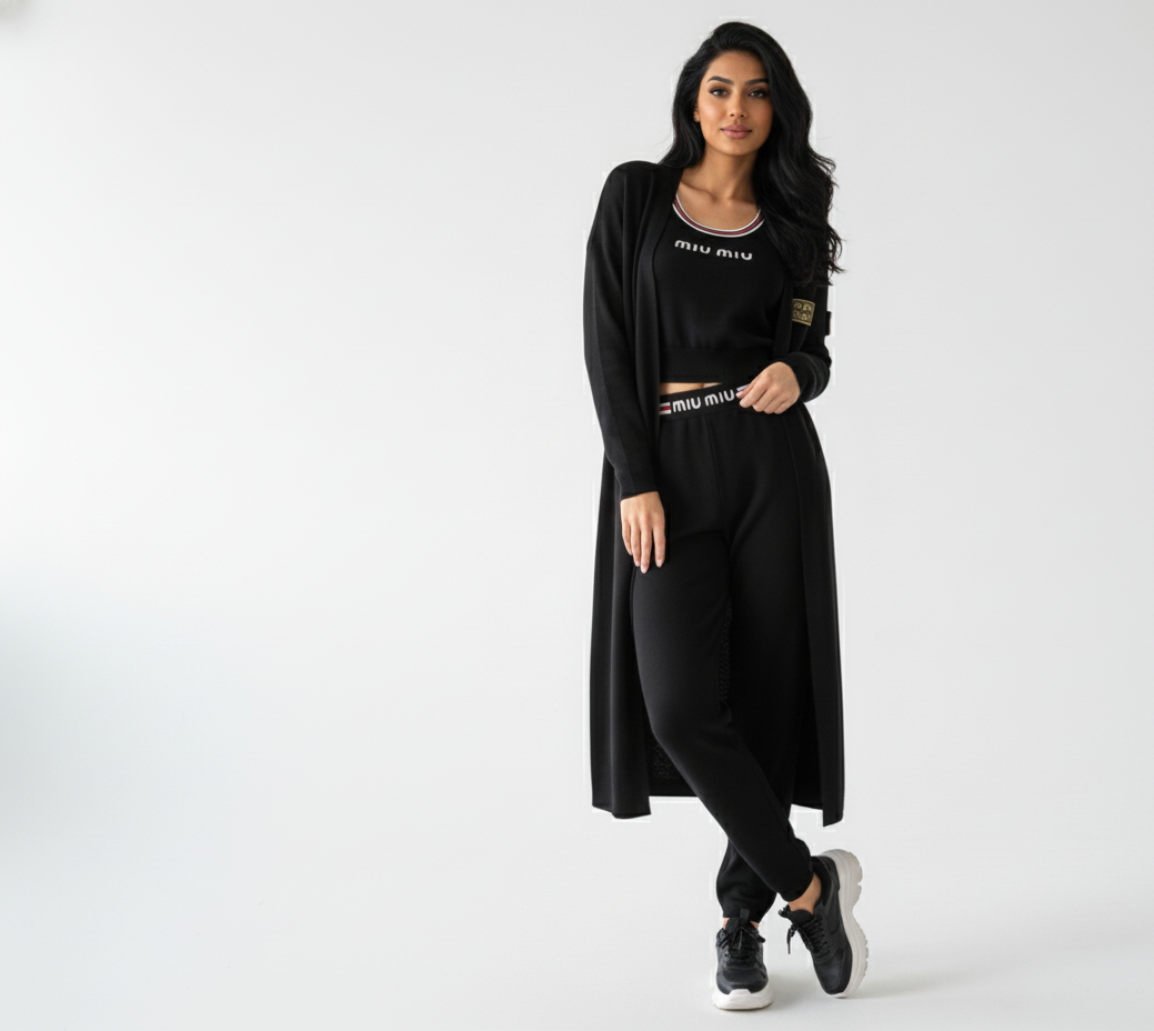 Layla Long Cardigan And Crop Top Trouser Co-Ord Set