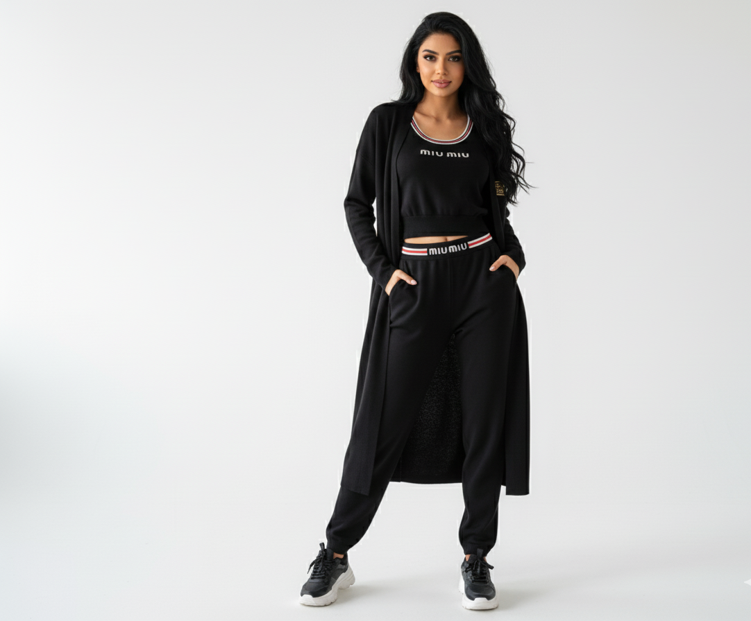 Layla Long Cardigan And Crop Top Trouser Co-Ord Set