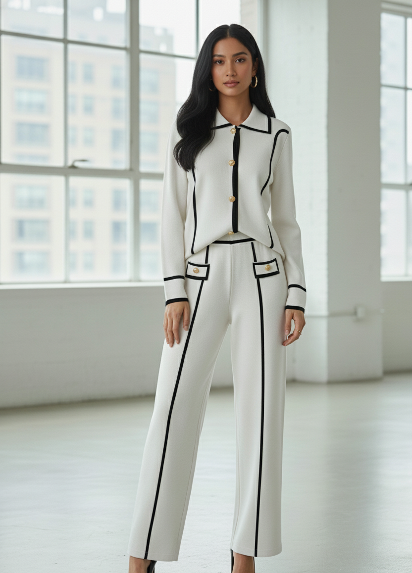 Lettie bouclé Style High-Waisted Two-Piece Knitted Cor-Ord Set