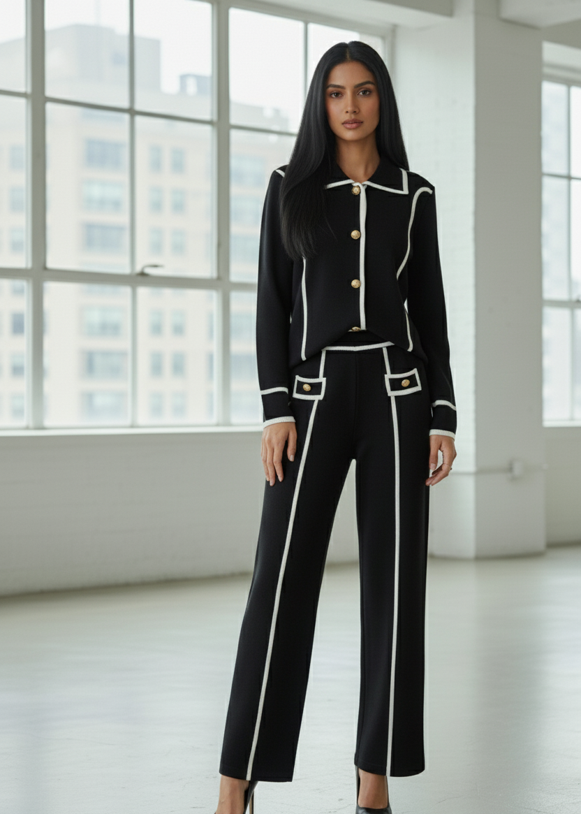 Lettie bouclé Style High-Waisted Two-Piece Knitted Cor-Ord Set