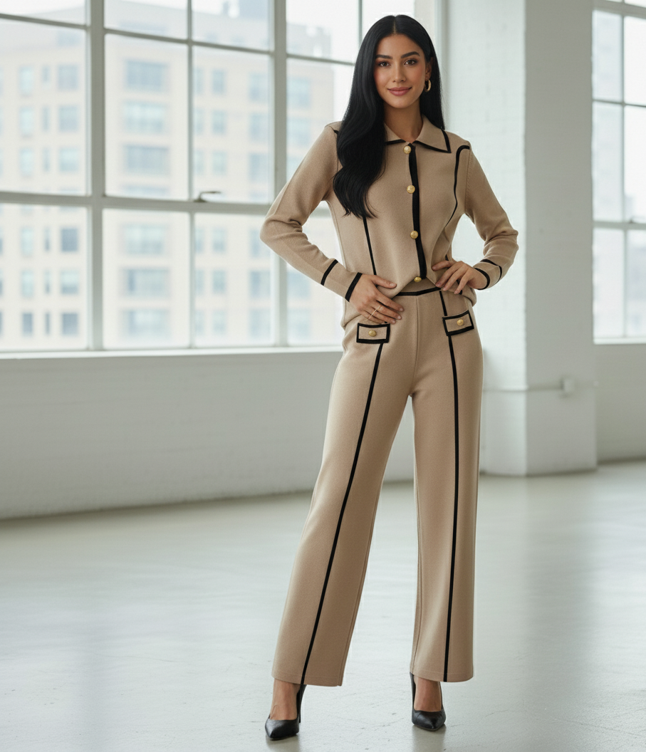 Lettie bouclé Style High-Waisted Two-Piece Knitted Cor-Ord Set