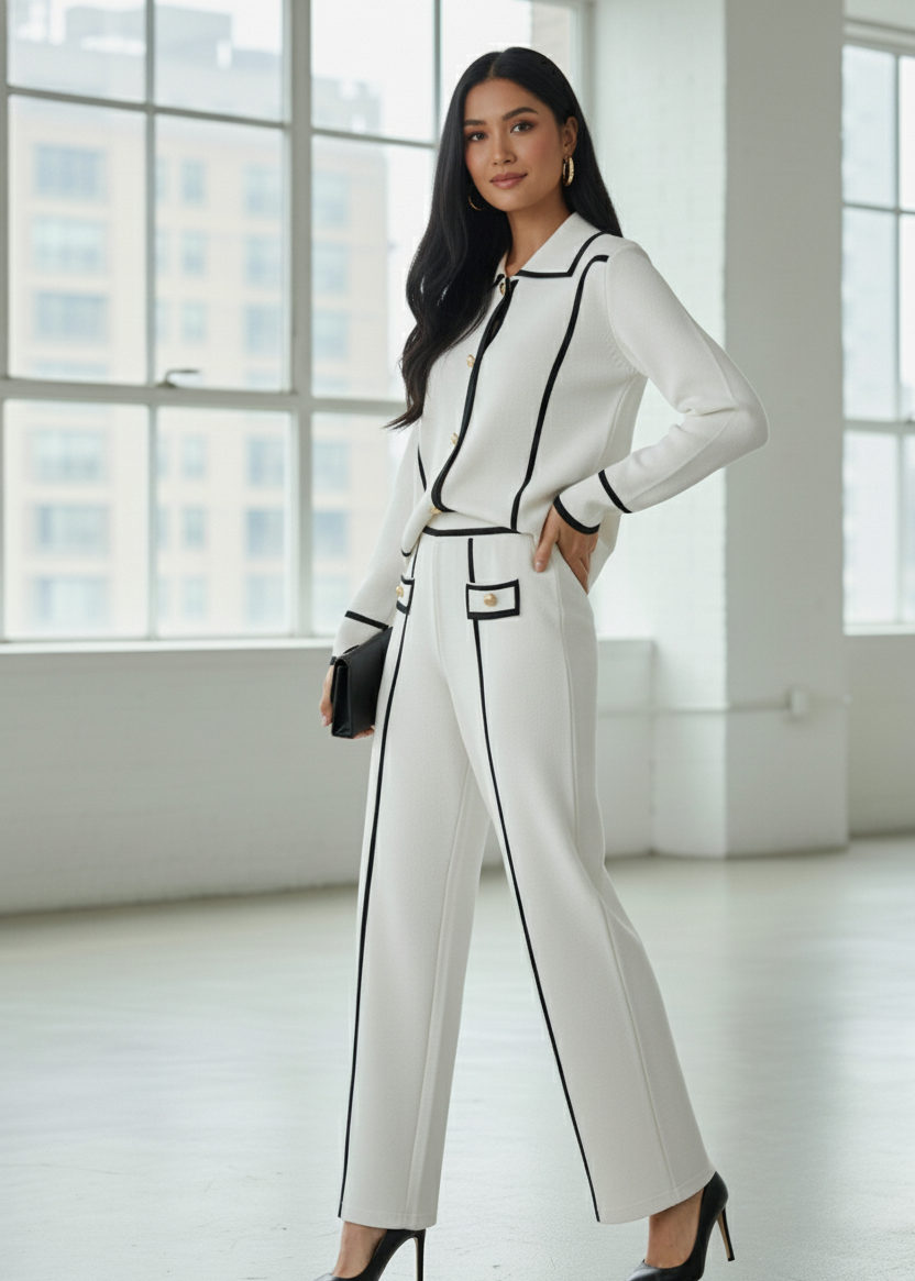 Lettie bouclé Style High-Waisted Two-Piece Knitted Cor-Ord Set