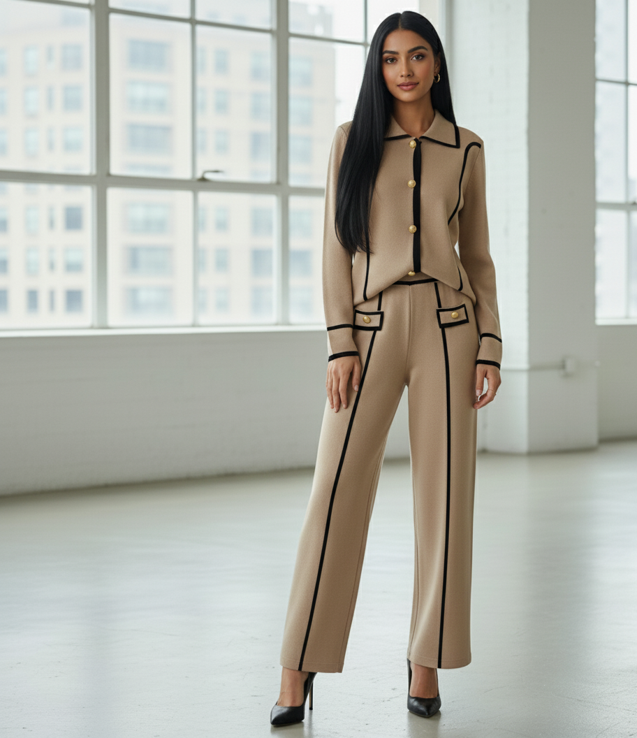 Lettie bouclé Style High-Waisted Two-Piece Knitted Cor-Ord Set