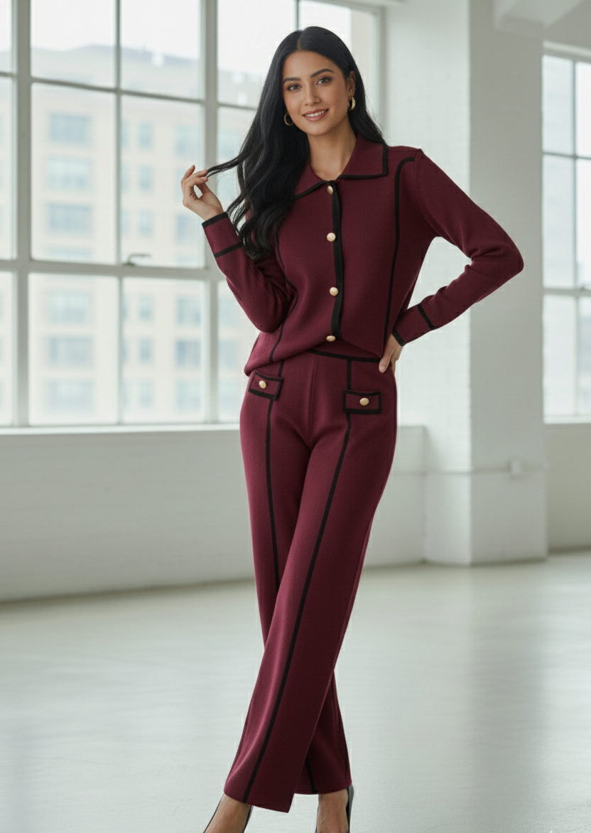 Lettie bouclé Style High-Waisted Two-Piece Knitted Cor-Ord Set