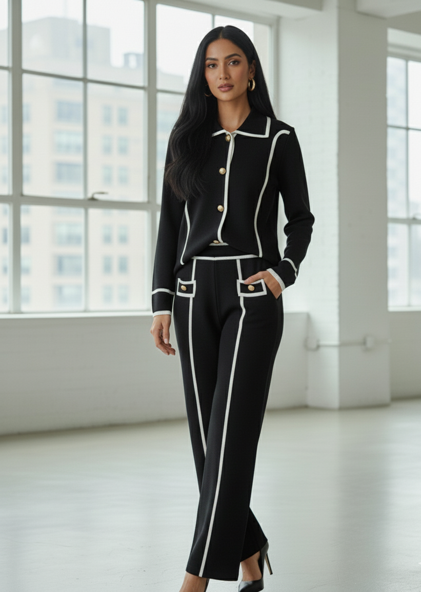 Lettie bouclé Style High-Waisted Two-Piece Knitted Cor-Ord Set