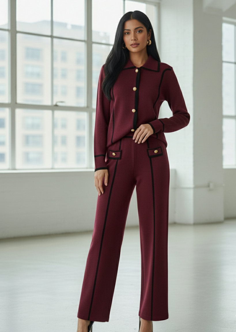 Lettie bouclé Style High-Waisted Two-Piece Knitted Cor-Ord Set