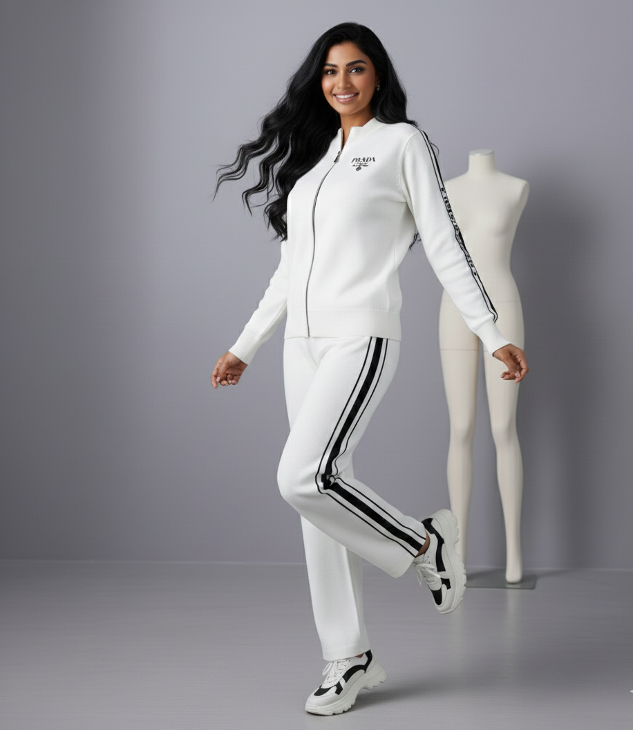 Marlowe Striped Sporty Detailing Luxury Wear Track Suit Set