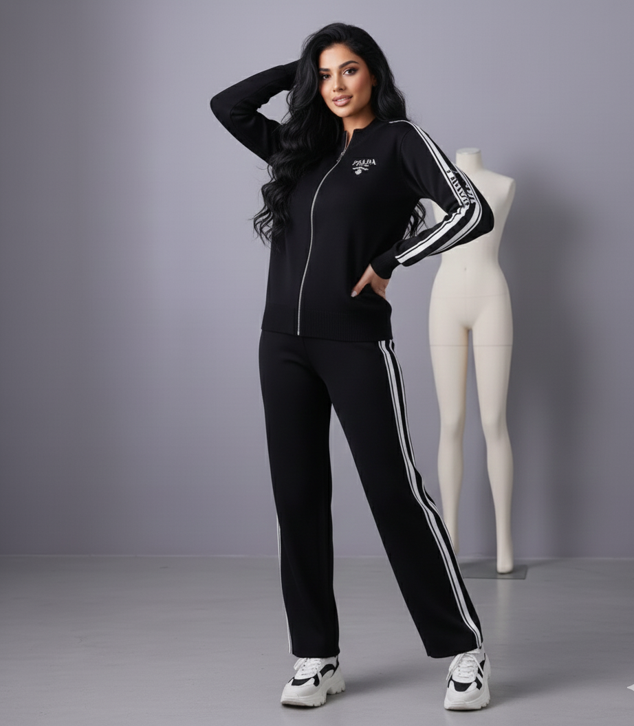 Marlowe Striped Sporty Detailing Luxury Wear Track Suit Set