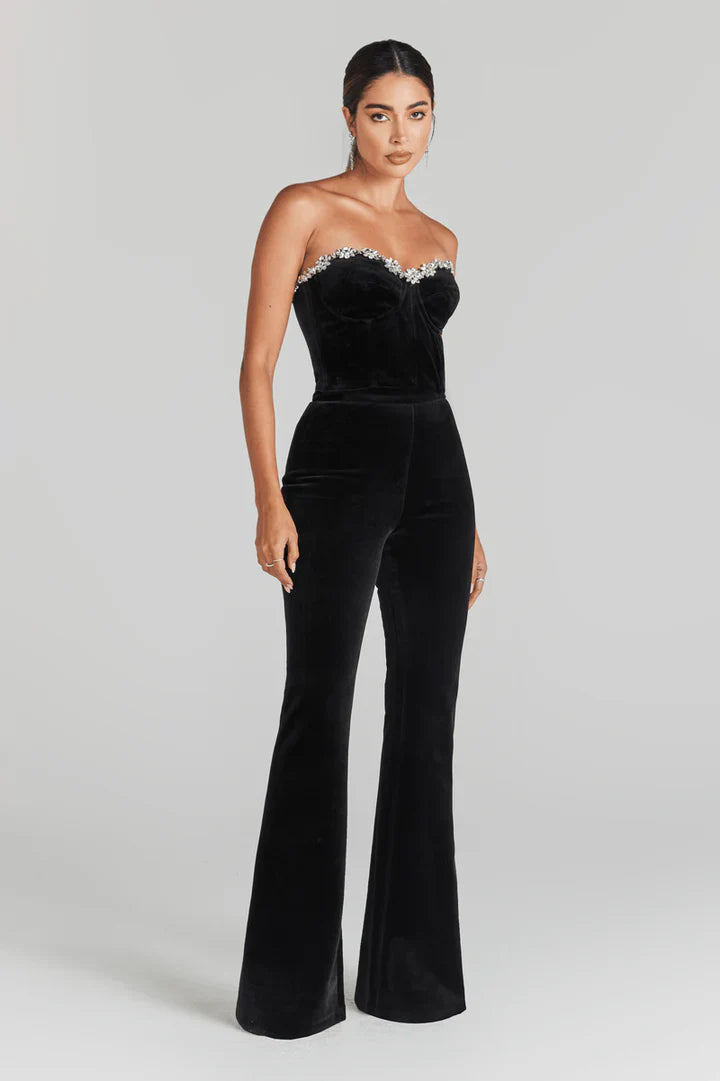 Carol Black Embroidered Jumpsuit