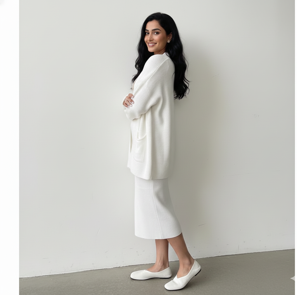 Premium Women's  Sweater Outfit Sets Long Sleeve Knit Shrug Body con Midi Skirt Dress