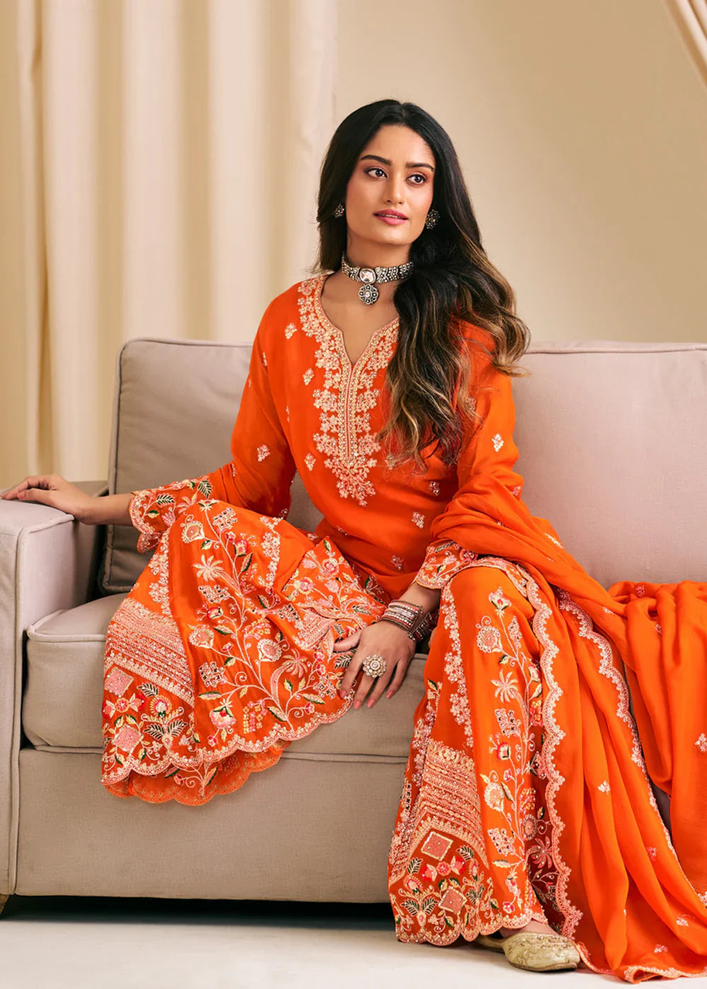 Idhika Chinon Embroidered Plazzo Suits