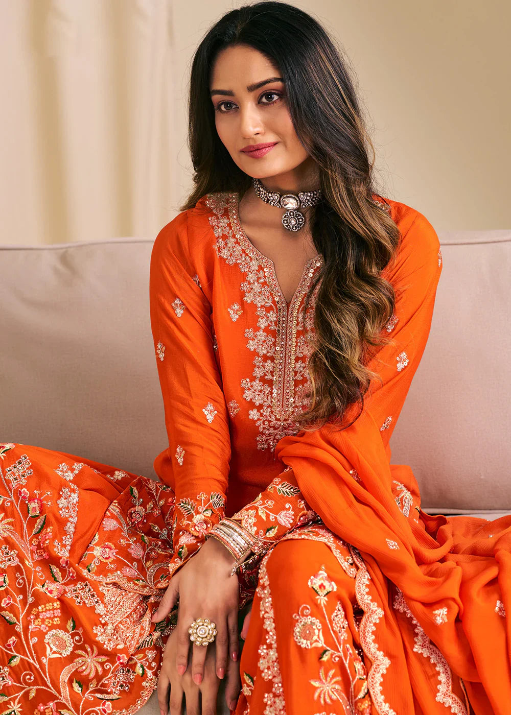 Idhika Chinon Embroidered Plazzo Suits
