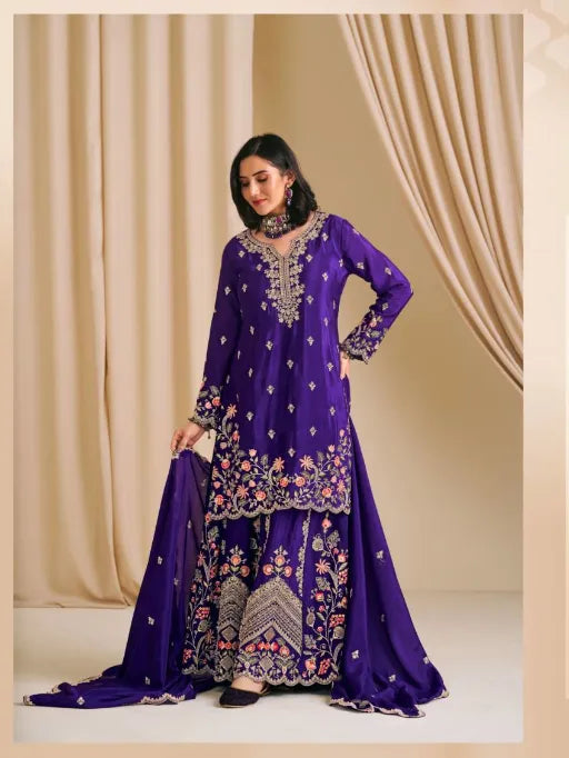 Idhika Chinon Embroidered Plazzo Suits
