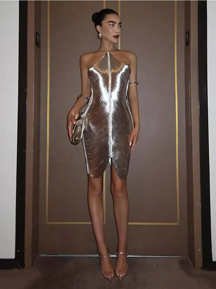 Bluma Halterneck Fringe Classy Midi Dress